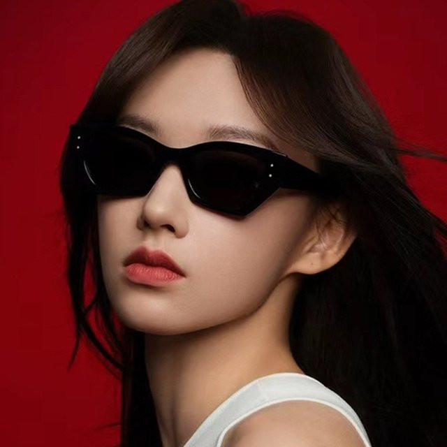 Samjune Cat-Eye Sonnenbrille, Vollrand, Schwarz, Kunststoff, Damen - Bild 1