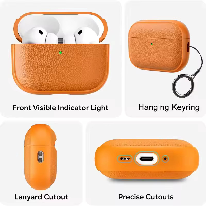 Apple Capa Schutzhülle für AirPods Pro 3 aus weichem TPU-Leder in Blau mit Trageband - Bild 3