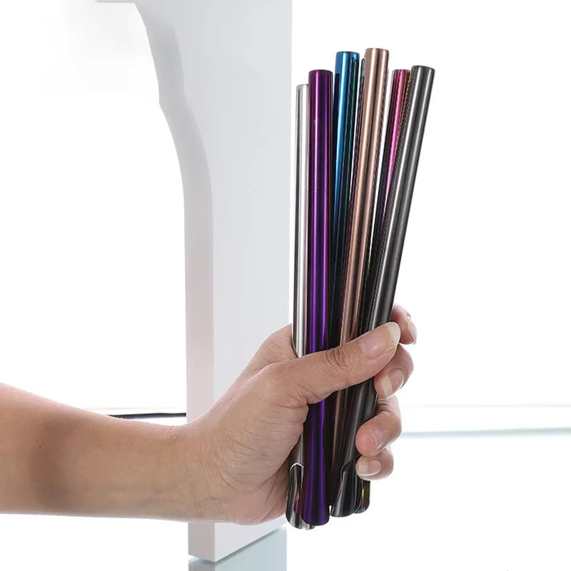 JANKNG 4-teiliges Edelstahl-Strohhalm-Set in Silber und Multicolour, wiederverwendbar für Bubble Tea und Milchshakes, inklusive Reinigungsbürste, Rührstab und Smoothie-Löffel-Strohhalm - Bild 4