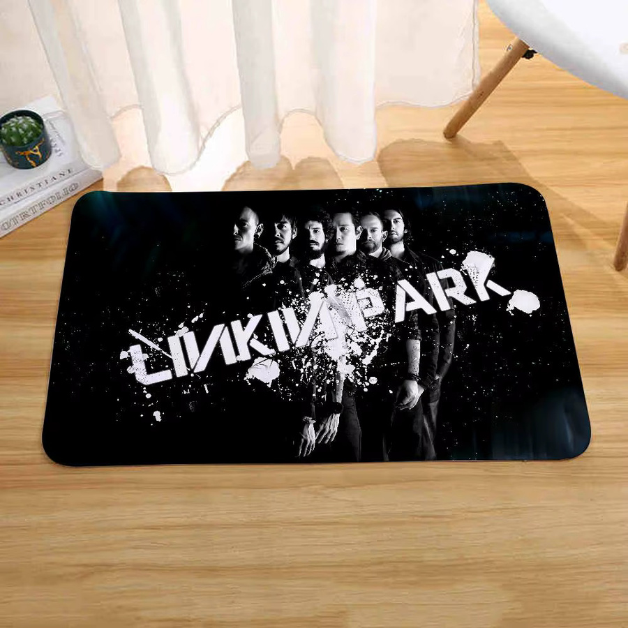 L-Linkin Anti-Rutsch Fußmatte aus Polyester in Schwarz mit modernem Grafikdesign, B/T: 60 x 40 cm - Bild 4