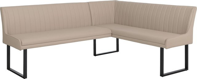 Eckbank MCW-O82 aus Kunstleder und Metall in Beige, B/T/H: 210 x 159 cm - Bild 1
