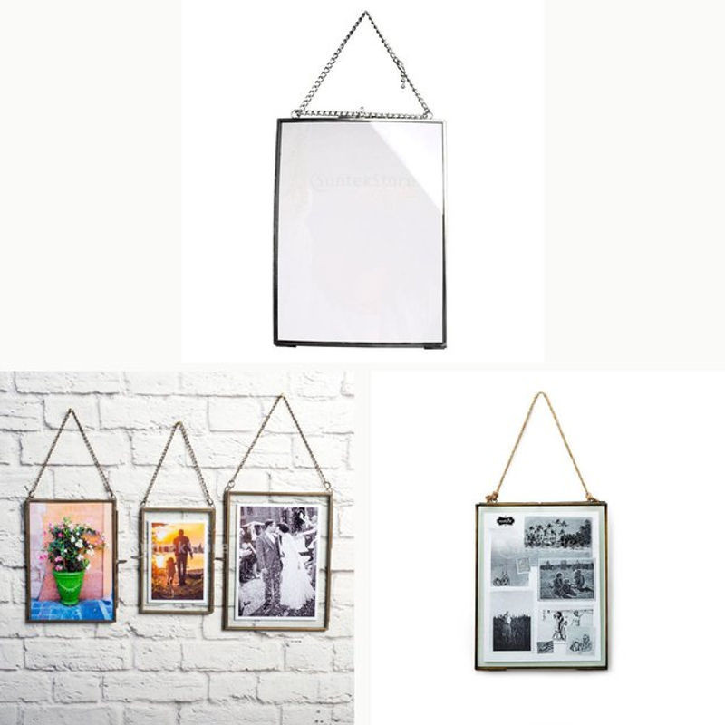 Kesoto Vintage Bilderrahmen aus Metall in Schwarz mit Glas und aufklappbarer Front für Wandmontage, Rechteckig, B: 20,32 cm, H: 15,24 cm - Bild 1