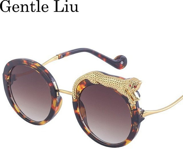 GENTLE LIU Sonnenbrille, rund, Vollrand, braun, Damen - Bild 1