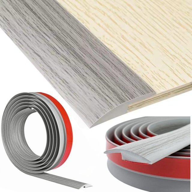 Selbstklebender Bodenübergangsstreifen aus PVC in Weiß, flacher Übergangskantenstreifen für Laminat, Breite: 3,0 cm, Länge: 300 cm - Bild 1