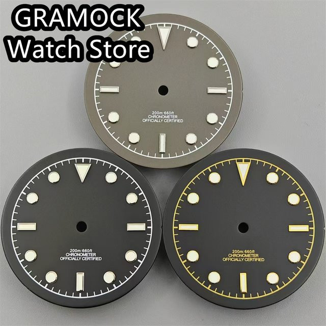 GRAMOCK Zifferblatt, 33,4 mm, schwarz grau, grün leuchtend - Bild 1