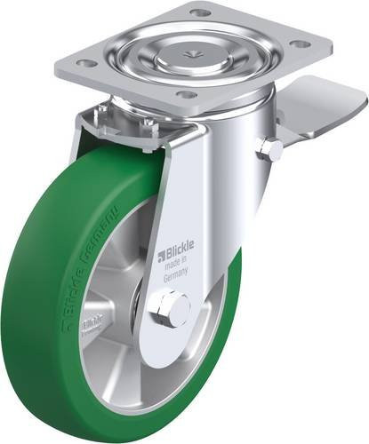 Blickle Lenkrolle LH-ALST 180K-ST mit Feststeller in Grün und Silber, Rad-Durchmesser: 180 mm, Tragfähigkeit: 670 kg - Bild 1