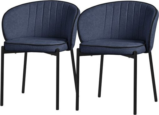 2er Set Esszimmerstühle von ML-Design in Dunkelblau mit Armlehnen und Metallbeinen - Bild 1