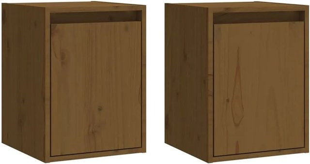 vidaXL Wandschränke aus Massivholz Kiefer, 2er-Set, Honigbraun, B/T/H: 30 x 30 x 40 cm - Bild 1