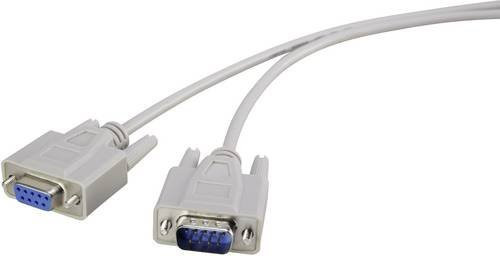Renkforce Seriell Verlängerungskabel mit 1x D-SUB-Stecker 9pol. auf 1x D-SUB-Buchse 9pol. in Beige, Länge: 5,00 m - Bild 1