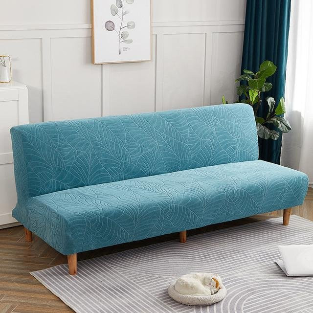 S-EMIGA Wasserabweisender Stretch-Sofabezug aus Jacquard-Polyester in Blau für Futon-Sofas, Breite: 200 cm - Bild 1