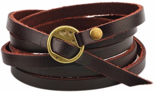 Armband Leder, braun, mehrschichtig, mit Anhängern, Herren Damen - Bild 1