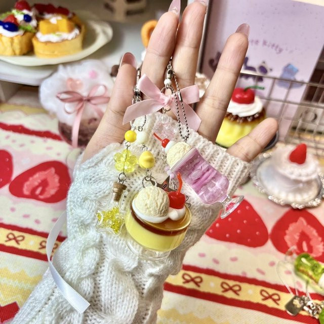 Handtaschenanhänger Eiscreme-Soda-Pudding-Mädchen, Kinder - Bild 1