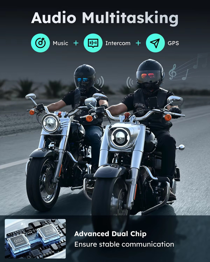 ASMAX Blue S1 Motorrad-Gegensprechanlage mit Mesh-Gruppenkommunikation und Sprachsteuerung, Bluetooth-Headset für Helm, Schneemobil, Ski und ATV, Farbe: Blau/Schwarz - Bild 5