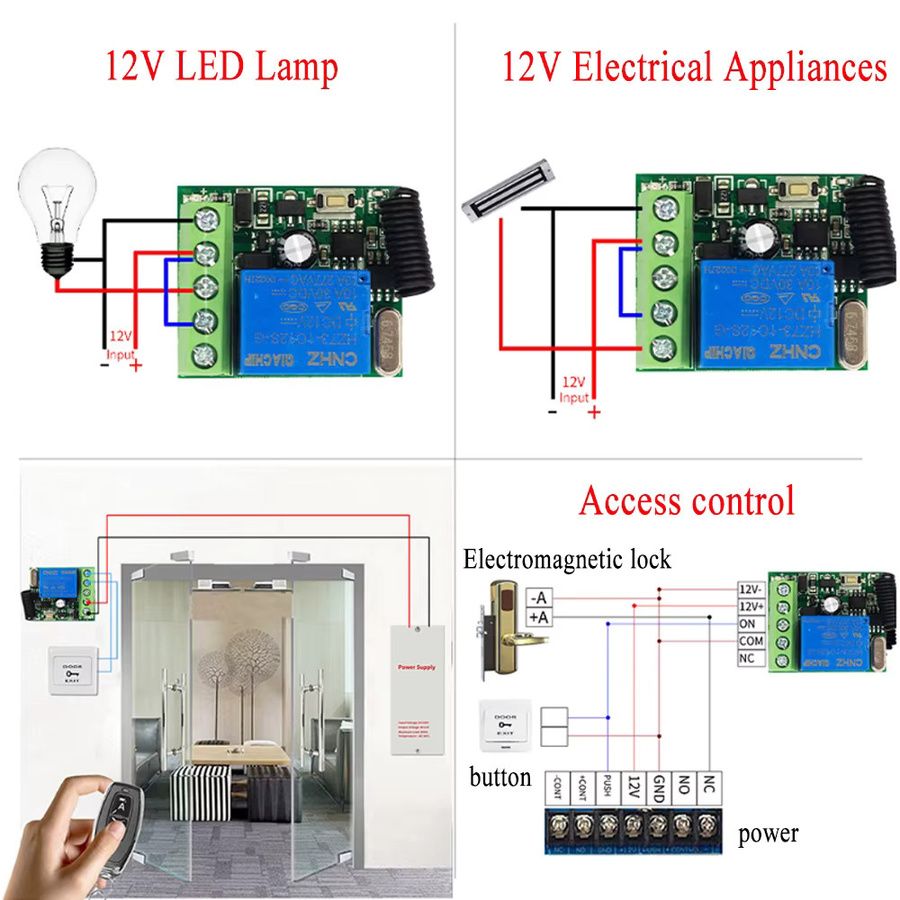 CENFAYA Drahtlose Fernbedienung Schalter Relais Modul 433MHz DC 12V mit AB Hand Sender für LED Lampen und industrielle Steuerung - Bild 3