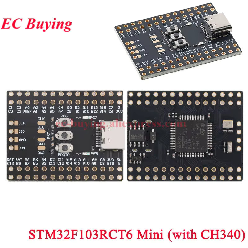 EC Buying Mini ARM Core Entwicklungsboard STM32F103C6T6 STM32F103C8T6 CH32V103C8T6 STM32F103RCT6 STM32F401RCT6 STM32F401RET6 mit CH340 in Schwarz - Bild 2