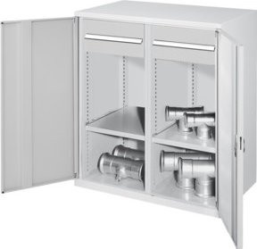 Kappes Schwerlastbeistellschrank Mod. 76 in Grau mit Vollblechtüren, Regalböden, Schubladen und Schloss, B/T/H: 60 x 60 x 111 cm - Bild 1