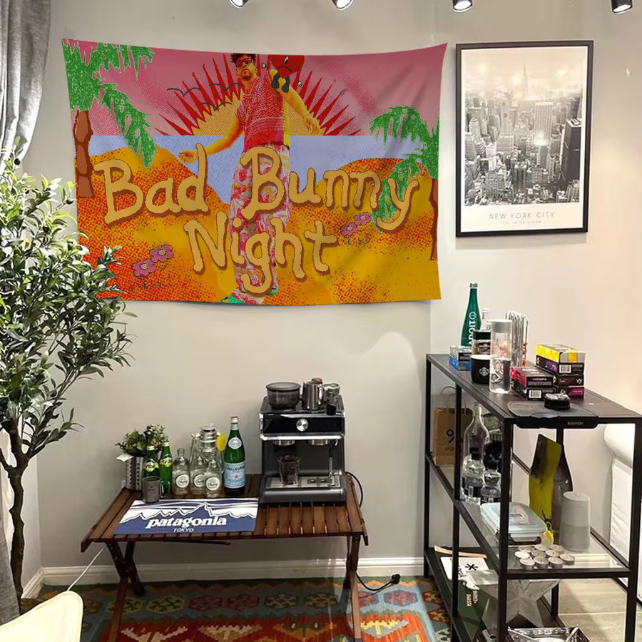 Yo Perreo Sola Bad Bunny Maluma Hängende Flagge mit kreativem Muster aus Polyester, Mehrfarbig, B/H: 70 x 50 cm - Bild 2