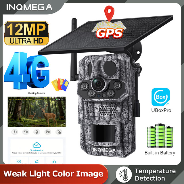 INQMEGA 4G Wildkamera mit HD-Video und 12MP Bildern, App-Steuerung, PIR-Sensor und Infrarot-Nachtsicht, Multicolor - Bild 1