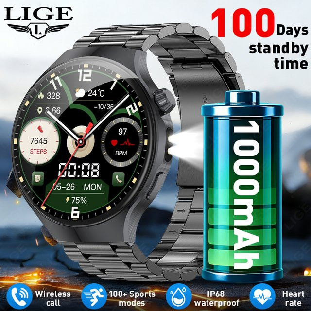 LIGE Smartwatch, Edelstahl, Silber, Herren - Bild 1