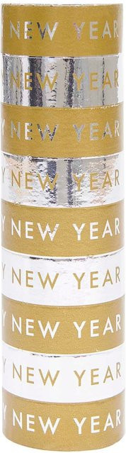 Rico Design Luftschlangen Happy New Year in Gold und Silber für Silvester, Länge: 3,8 m - Bild 1