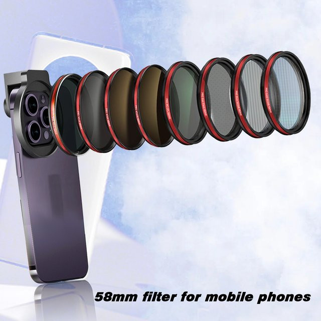 OBKEY Mobile Universal Clip Handy Filter Set mit CPL Filter und Sternenlicht Effekt in Schwarz und Gold für Nikon Sony Canon Kamera Objektive - Bild 1