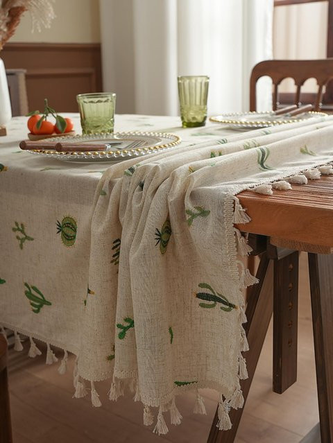JINGYUE Pet Tischdecke mit Stickerei im rustikalen Stil, grau, B/B: 60 x 60 cm - Bild 1