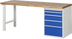 Rau Werkbank 7511A1 in Braun mit 5 Schubladen, B/T/H: 200 x 70 x 89 cm - Bild 1