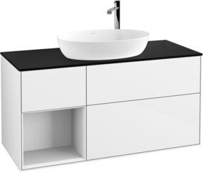 V&B Waschtischunterschrank Finion mit Wandbeleuchtung, Weiß lackiert, Breite: 120 cm, Höhe: 50,1 cm, Tiefe: 50,1 cm - Bild 1