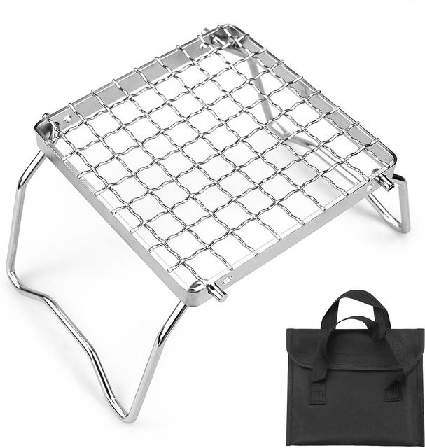 TOMTOP JMS Mini-Edelstahl-Grill zusammenklappbar mit Herdständer und Zubehör in Silber - Bild 1