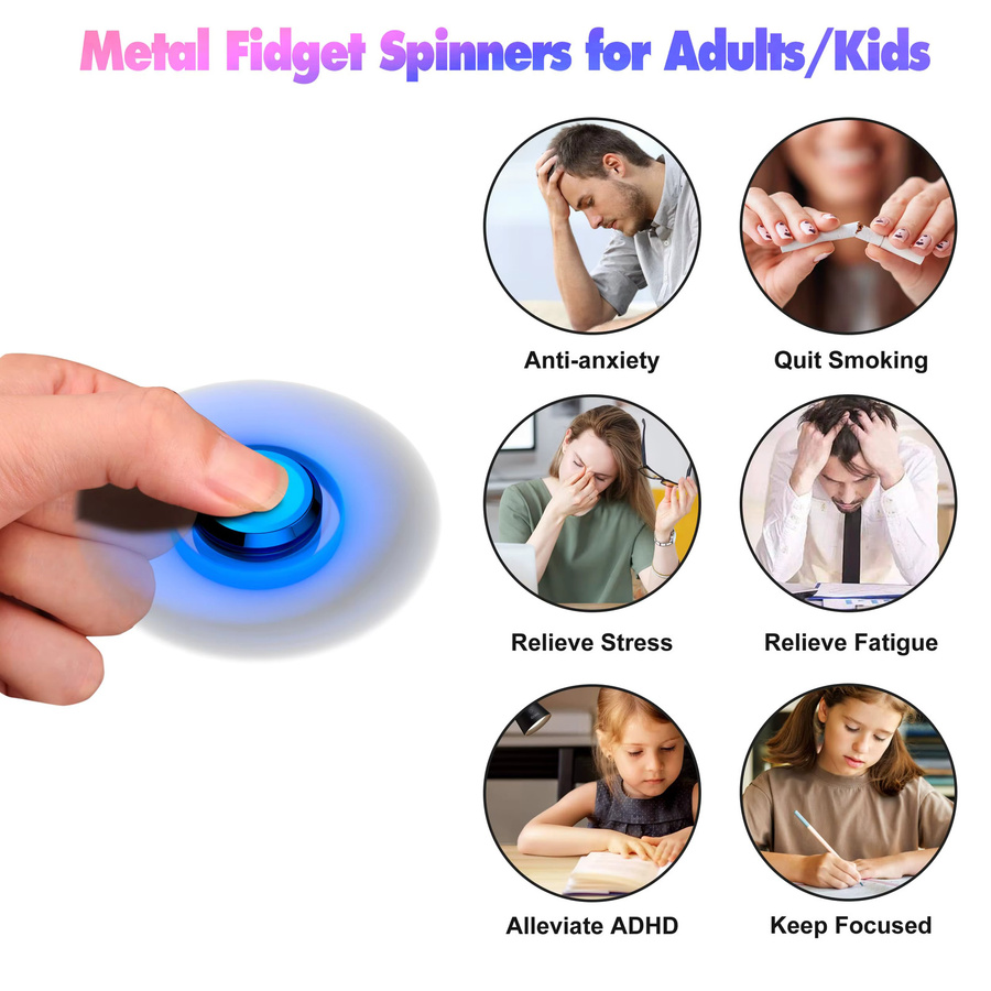Runwhale Metall Fidget Spinner in Blau als EDC Anti Stress Spielzeug für Erwachsene und Kinder - Bild 6