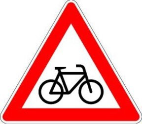 ADCO Verkehrszeichen Folie Dreieck Radfahrer kreuzen rechts RAL-Gütezeichen Rot Breite: 90 cm - Bild 1