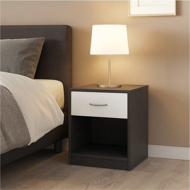 HTI-Living Nachtschrank Nina mit 1 Schublade in Weiß Beton Optik, B/T/H: 35 x 35 x 50 cm - Bild 1