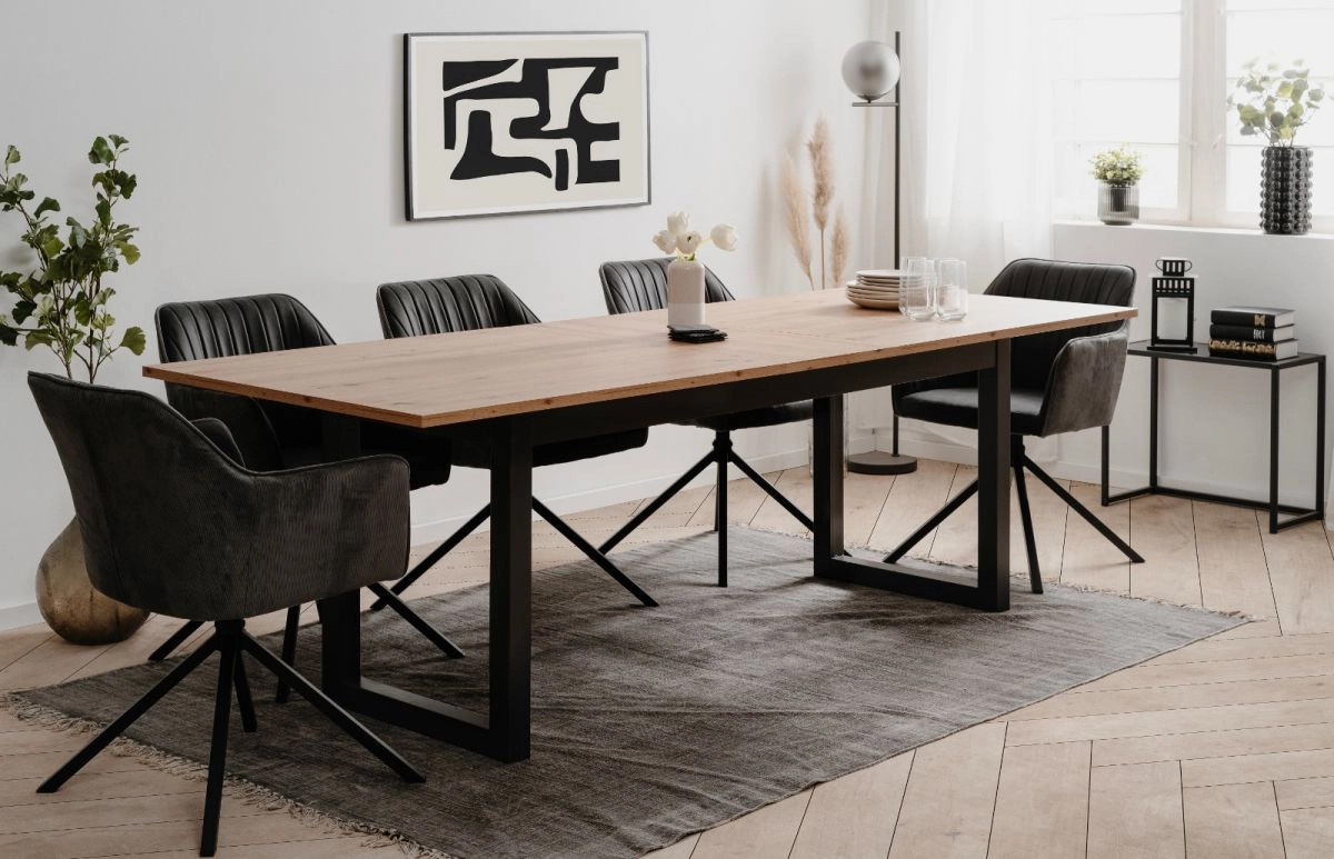 Furn.Design Esstisch Malta Industrial aus Eiche und Anthrazit ausziehbar B: 200-240 cm, T: 90 cm, H: 75 cm - Bild 3