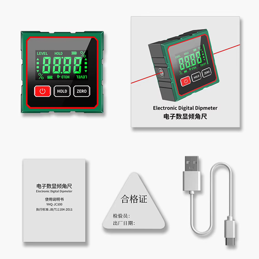 PINTUDY Magnetischer digitaler Winkelmesser in Schwarz, Elektronisches Lasermessgerät und 360-Grad-LCD-Neigungsmesser als Mini-Messwerkzeug - Bild 2