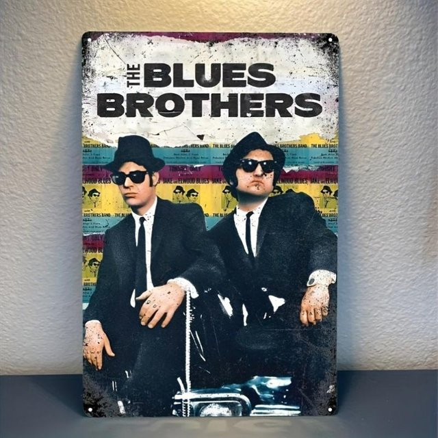 ZX ART Metallposter The Blues Brothers Vintage Wanddekoration, Farbe: Weiß/Mehrfarbig, Breite: 30 cm, Höhe: 20 cm - Bild 1