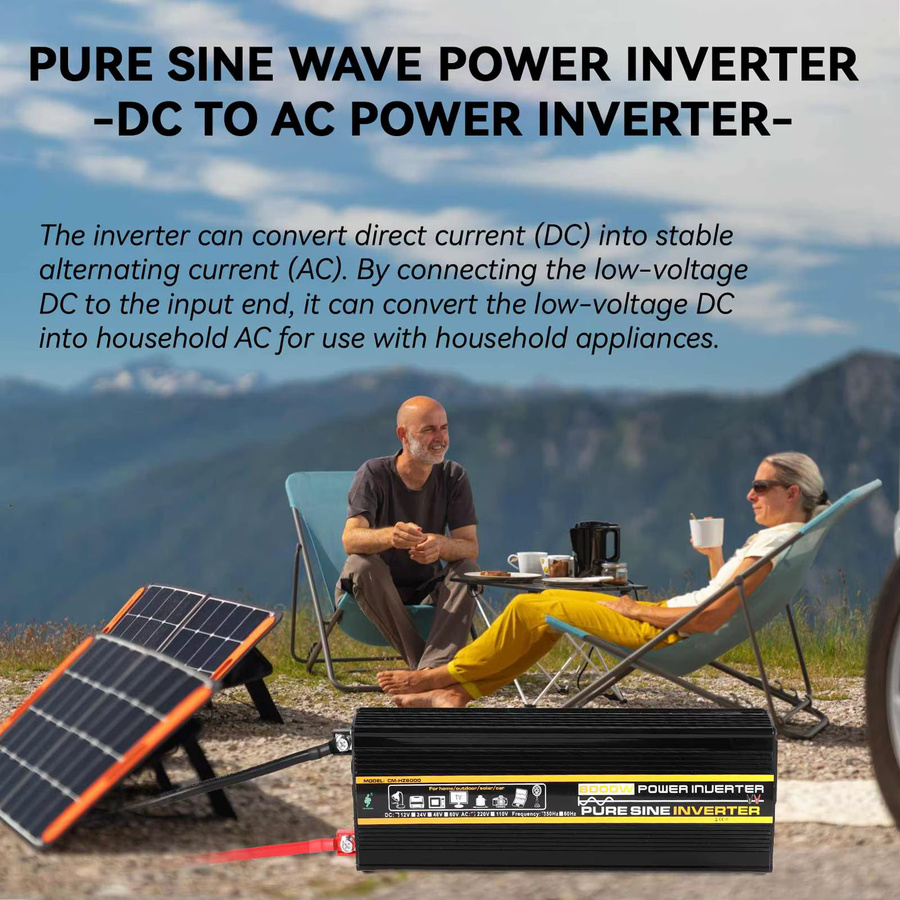 DWiusty 8000W Sinuswellen-Wechselrichter 12V zu 220V/230V Transformator mit USB-Anschlüssen und LED-Anzeige in Schwarz - Bild 5