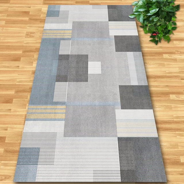 Moderner Teppich Läufer Karpetti in Grau mit geometrischem Design, rutschfest und waschbar, B/T: 120 x 400 cm - Bild 1