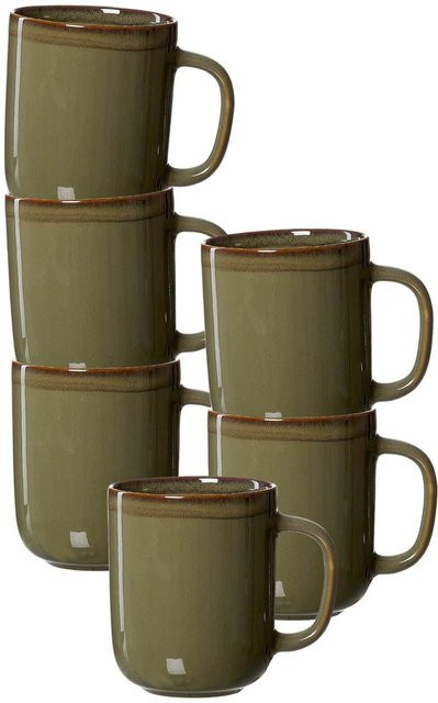 Ritzenhoff & Breker Henkelbecher Malaga Keramik Grün 6er Set 380 ml - Bild 1