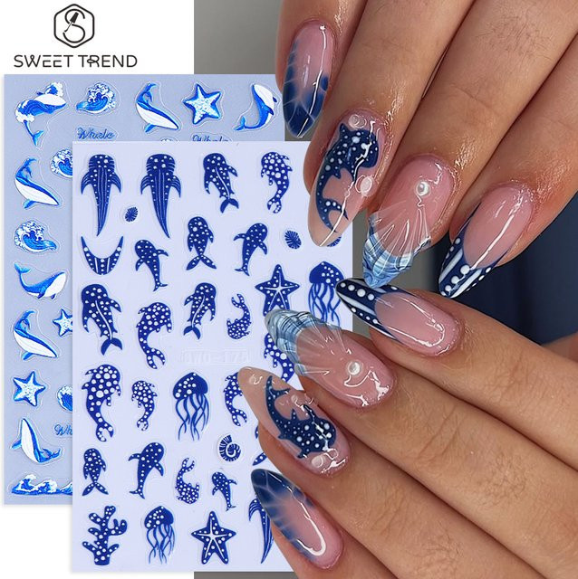 SWEET TREND Nagelaufkleber Blauwal Polka-Dot, 2 Stück, Glänzend - Bild 1
