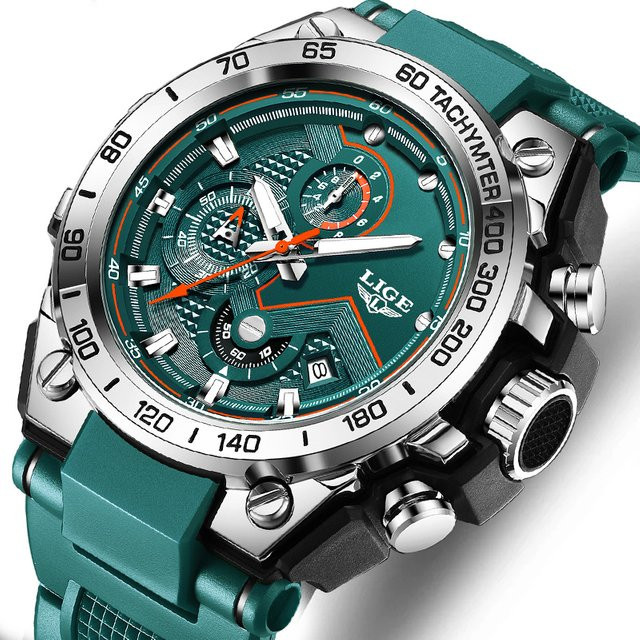 LIGE Armbanduhr Quarz, Silikon, Blau, Herren - Bild 1