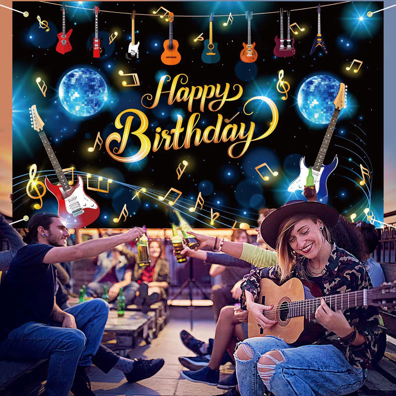 Musiknote und Gitarre Geburtstag Banner als hängende Partydekoration in Blau und Mehrfarbig - Bild 5