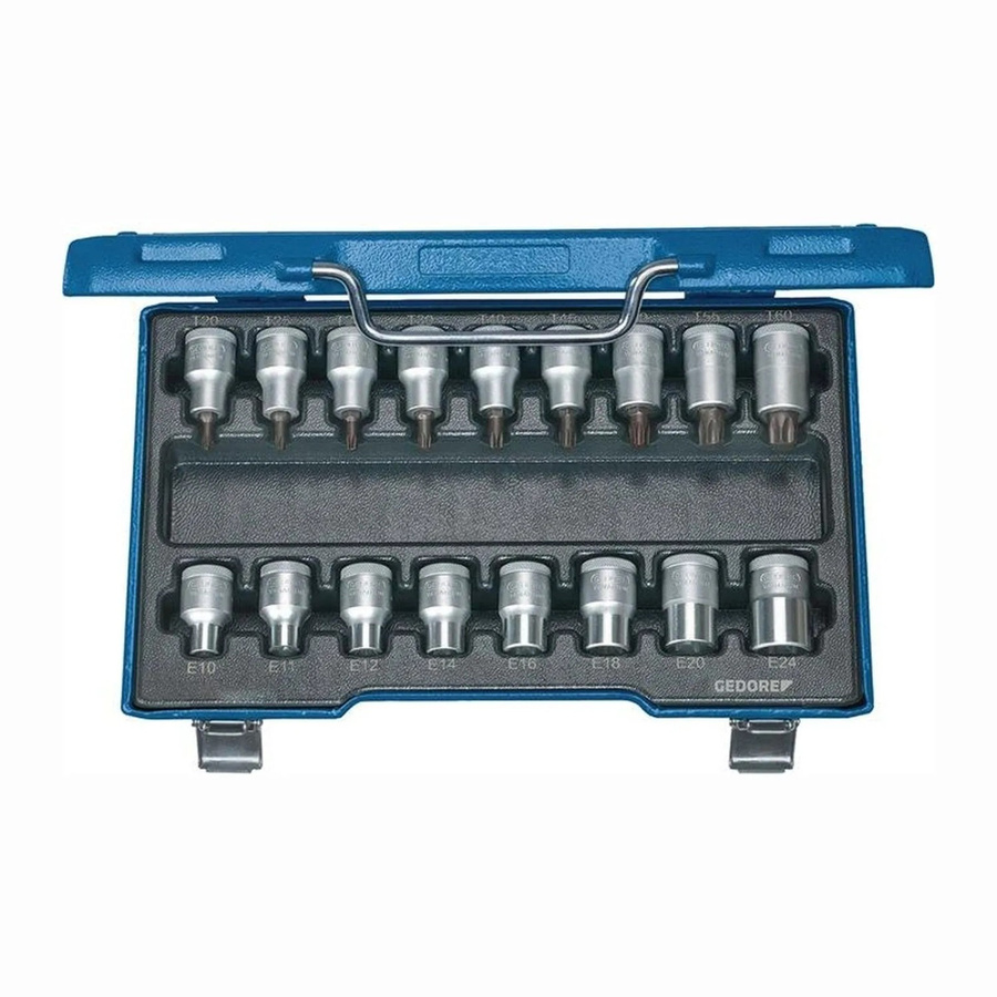 Gedore Steckschlüsselsatz ITX 19 TX-017 17-teilig 1/2 Zoll mit TX T20-T60 und E10-E24 aus Chrom-Vanadium in Blau - Bild 2