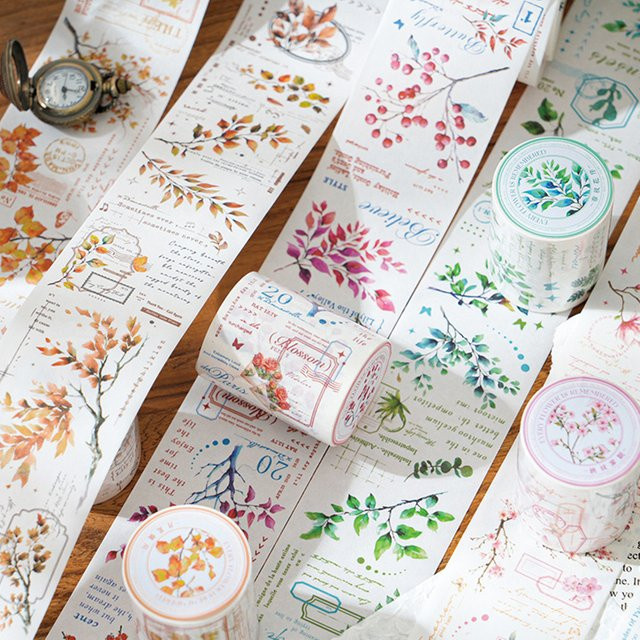 6 Bände Washi Tape Set Nanzhi-Hyazinthe Zweige und Blätter für DIY Scrapbook Dekoration in Grün und Multicolour - Bild 1