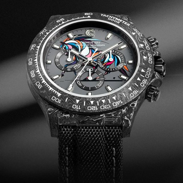 CRONUSART Chronograph, Automatik, Kohlefaser, Saphirglas, Herren, Schwarz - Bild 1