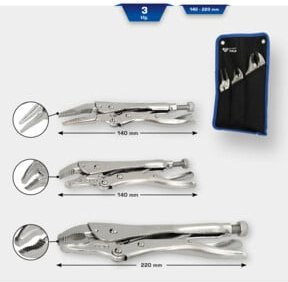 Brilliant Tools Gripzangen-Satz aus Chrom-Vanadium-Stahl, 3-teilig, Silber - Bild 1