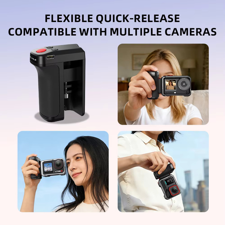 Flymile Kameragriff mit Bluetooth-Auslöseknopf für DJI Action 6, DJI Action 5 Pro und Insta360 Ace Pro in Schwarz - Bild 5