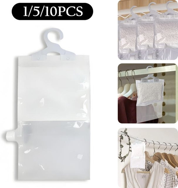N2HAO Wiederverwendbare Feuchtigkeitsabsorber-Beutel mit Aufhängehaken als Luftentfeuchter für Kleiderschrank, Badezimmer und Keller, 1–10 Stück - Bild 1