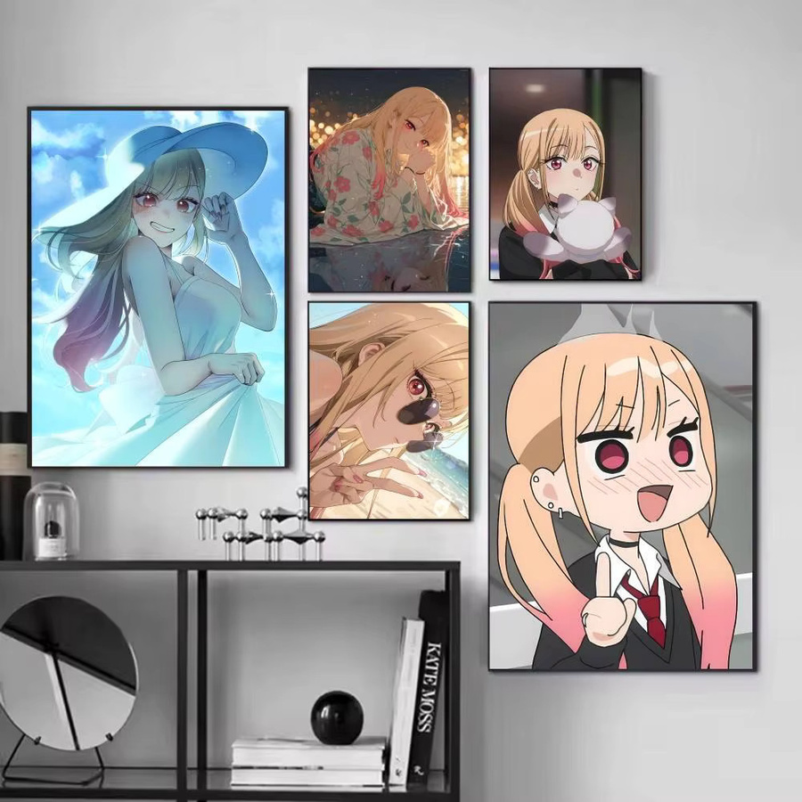 Selbstklebender Anime-Poster Kitagawa Marin aus Papier, Mehrfarbiges Wandbild für Zuhause und Café - Bild 2