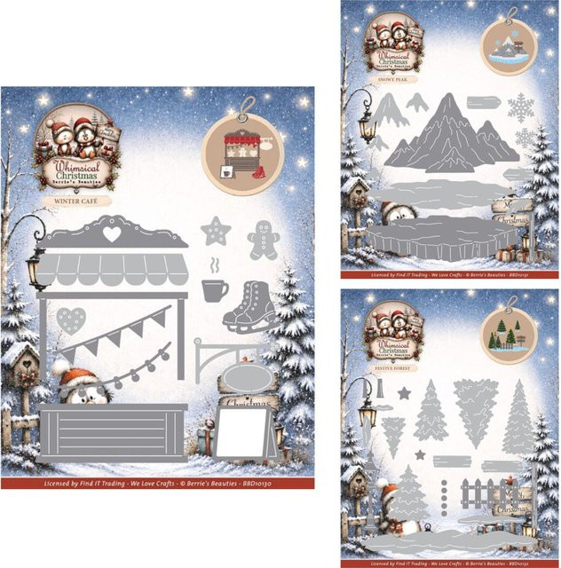 Festliches Wald-Stanzset aus Metall in Silber für Scrapbooking und Basteldekoration - Bild 1