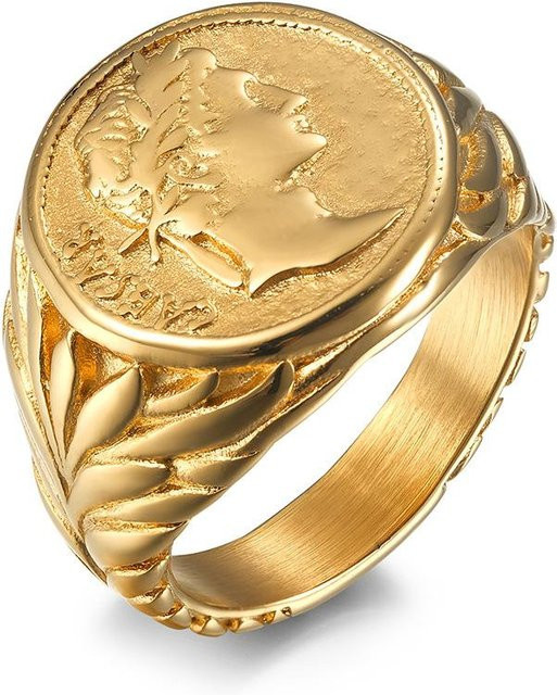YIRAN Jewelry Edelstahlring, Gold, Herren, Retro-Stil - Bild 1